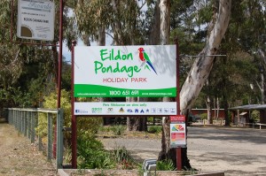 Eildon Pondage Holiday Park sign