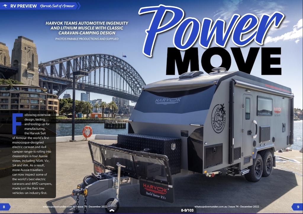 Link to eRV previoew of the Harvok electric caravan, the Suit of Armour 1960 RD 