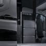 Plug and play solar for caravans. Three stacked EcoFlow Power Packs set within a dark campervan interior
