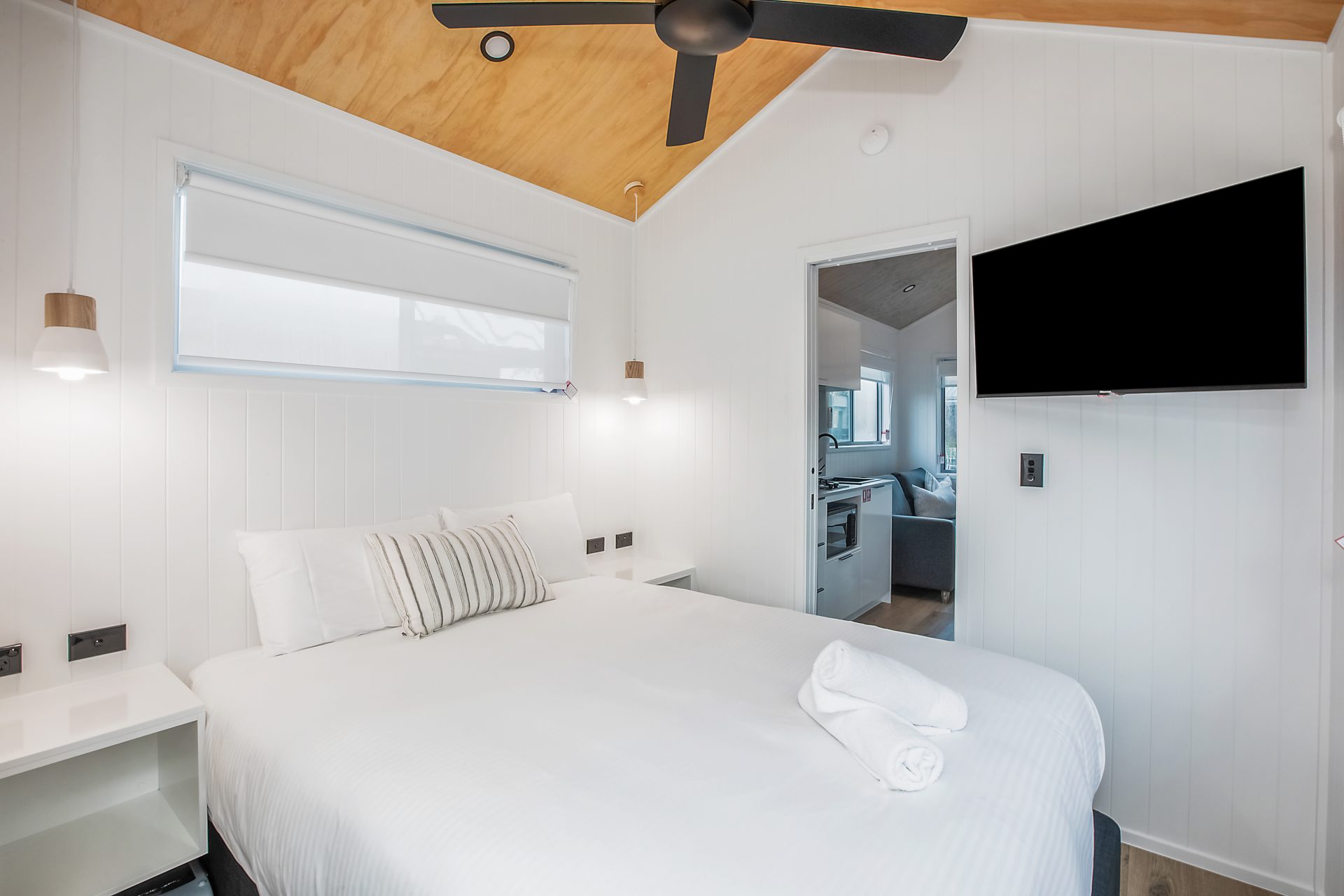 Bedroom of a tiny home. More Tiny Homes coming to Reflections Holiday Parks 